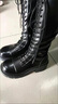 九寸阳光长筒靴女2025秋冬季V口显瘦百搭粗跟厚底棕色高筒长靴骑士靴 长筒靴女黑色（38码） 实拍图