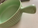 传旗陶瓷手柄碗6英寸带把手烤碗泡面碗焗饭碗沙拉碗儿童辅食碗大号 绿 实拍图