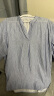 无印良品（MUJI） 女式 木棉混双层纱织五分袖束腰长上衣内搭罩衫衬衫BC2J1C4S 蓝色条纹 XL(165/92A) 晒单实拍图