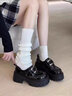 铂呐苓小个子厚底增高鞋松糕小皮鞋女秋冬季乐福鞋复古百搭英伦风单鞋 小皮鞋【金属扣亮面】 37 实拍图