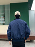 迪伽达美式立领飞行员夹克男棉服棒球服男夹克外套男高级感男士春季外套 WJS-M8210藏蓝色【高质量夹克】 XL 实拍图