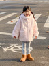 班喜迪女童外套秋装2026新款女宝宝加绒毛毛上衣秋季儿童加厚棉袄小童装 粉色 100 cm 实拍图