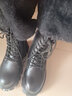AI头层牛皮短靴女2025冬季新款厚底增高马丁靴加绒棉鞋真皮中筒靴子 黑色【加绒款】ZZM21169 37 实拍图