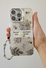 圣图朗轻奢风羽纱立体山茶花适用iPhone15promax苹果17手机壳16Plus网红12带镜头膜13隐藏支架14全包防摔 羽纱玫瑰 标签英文不带支架+黑色手链 iPhone 15 Pro Max 实拍图