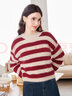 百图betu女装冬季新款毛衣时髦条纹温暖毛绒长袖毛衫女2312T10 红白条 M 实拍图