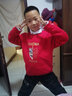 真维斯儿童红色加绒卫衣男女童马年新年款童装小孩时尚保暖拜年服 红 半边舞狮 140 实拍图