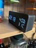 微光翼LED电子温度计湿度计室内婴幼儿童房家用高精度创意木头时钟闹钟 充电款【黑木白字-长方形】 实拍图