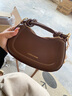 锋上新款小众设计包时尚复古手提马鞍包高级感百搭女士单肩包斜挎包 【棕色】 实拍图