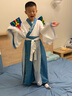 奥蒙威新款古装儿童汉服国学服男女童诗朗诵幼儿国舞台中秋演出服KJ-9 KJ-9湖蓝拼接广袖 140 实拍图