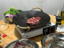 渝鼎福加厚无涂层铸铁烤盘30cm家用燃气卡式电磁炉烤肉盘韩式户外烧烤盘 加厚螺纹赠麻绳 30cm 实拍图