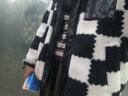 鸭鸭（YAYA）新国标羽绒服女冬中长款羊羔绒保暖加厚时尚韩版防寒外套HS 黑白格色 M 实拍图