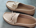 ZHR乐福鞋女春秋真牛皮蝴蝶结单鞋女通勤软底妈妈女鞋 BT37 杏色39 实拍图
