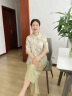 KMZOE新中式妈妈夏装棉麻套装洋气中老年人国风上衣春夏季七分袖衬衫女 绿色套装 2XL （建议105-120斤）礼盒包装 晒单实拍图