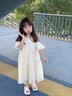 小野七天女童夏装连衣裙2024新款夏天裙子儿童露肩公主裙小女孩夏季雪纺裙 儿童米白连衣裙 120 实拍图