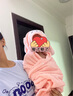 babybird儿童浴巾连帽 男童女童可穿卡通家用斗篷珊瑚绒吸水带帽洗澡巾婴儿毛巾 宝宝洗澡浴袍 粉色大耳猴连帽浴巾 70*140cm适合0-5岁 实拍图