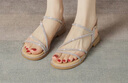 ZHR则则平底凉鞋女夏时尚细带百搭女鞋沙滩水钻罗马鞋女 BL231 香槟 37 实拍图