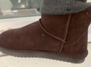ZHR雪地靴女加绒保暖靴子女真牛皮防水短靴女圆头棉鞋女 咖啡色 40 实拍图
