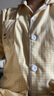 女士睡衣春秋纯棉质长袖开衫翻领可爱家居服秋天可外穿学生套装 2015浅黄细格小狗 XL 实拍图