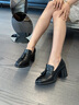 爱步（ECCO）高跟鞋女 优雅流苏深口牛皮粗跟正装单鞋女  雕塑奢华222663 HL 黑色22266301001 37 实拍图
