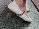 ZHR女鞋复古真牛皮平底单鞋女优雅浅口玛丽珍鞋子女 AH399 米金 36 实拍图