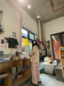 BASIC HOUSE/百家好运动休闲阔腿裤女2024夏季新款轻薄显高束脚伞兵工装裤女 豆绿 M 实拍图
