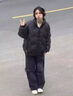 7家优品纯色加厚立领棉衣男冬季新款宽松晋江棉袄子休闲棉服宽松保暖外套 CLZA-8213黑色 XL （尺码偏小，建议拍大一码） 实拍图