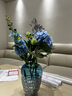 傲石玻璃花瓶透明干花插花现代简约茶几餐桌软装饰品家居客厅轻奢摆件 高23.5CM+奈斯绣球花束(蓝色) 实拍图