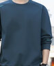 NASALIKE卫衣男长袖T恤男装衣服宽松休闲春秋款中年百搭时尚圆领上衣 藏青加绒 XL（建议115-135斤） 实拍图