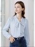 百图betu女装秋季新款衬衫多色法式蝴蝶结飘带长袖衬衫女2307T43 蓝色 L 实拍图