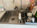JOMOW304不锈钢水槽双槽洗菜盆带刀架厨房洗碗池台上台中台下盆 B款【圆形龙头】套装 82x45cm 实拍图