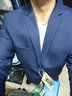罗蒙 西服男士休闲西装男套装外套修身伴郎新郎结婚商务职业正装衣服 藏青双扣（上衣） XL /175【115-130斤】 实拍图