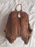 ANDSEEYOU双肩包女2025新款潮流韩版书包时尚百搭休闲简约软皮牛皮真皮背包 焦糖色 实拍图