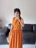 范思蓝恩【徐若晗同款】腰精裙设计感无袖连衣裙女夏绑带A字长裙 甜蜜橘 S 实拍图