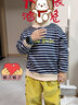 G.DUCKKIDS小黄鸭男童加绒卫衣半高领加厚上衣秋冬2024新款洋气冬装童装儿童 卫衣 蓝白条纹 120 cm 实拍图