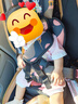 kairuishi儿童车用简易座椅座垫 便携式简易宝宝坐椅婴儿汽车增高坐垫 迷彩黑小熊款 有增高垫 实拍图