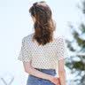 百图betu女装夏季新款衬衫圆领撞色花边宽松短袖上衣女2404T55 浅杏色 XS 实拍图