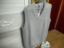 汉角 男士毛衣背心秋冬季加绒加厚保暖马甲无袖坎肩毛织纯棉V领内搭男 916浅灰色【不加绒】 XXL/180【135-150斤穿】 实拍图