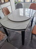 风之意 餐桌 岩板餐桌椅组合现代简约可伸缩折叠圆形家用小户型北欧实木饭桌FR-103YSL 带转盘岩板餐桌-轻奢皮椅（备注纹理和框架颜色） 1.35m 一桌八椅 实拍图