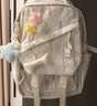 好奇猫高颜值软妹少女书包女初中高中生大容量双肩包大学生出游小背包 白色【星星骨头+吊坠+星星挂件】 大号【底长30侧宽13高度43】CM 实拍图