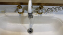 九思睿达水龙头三孔面盆分体式冷热洗脸盆欧式金色三件套四件套精铜双把 白金色三件套 实拍图