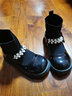 百丽 童鞋冬季女童靴子儿童加绒袜子靴保暖时装靴 黑色33码 实拍图