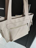 艾欣儿 女士帆布包大容量大学生上课通勤休闲百搭单肩斜挎手提包女大包日韩潮流托特包2022新款潮牌 卡其色+徽章 实拍图
