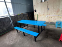 德睿聚 食堂餐桌椅学校公司员工工地餐桌椅服务区餐桌连体快餐桌椅组合 长条凳 玻璃钢（8人位） 实拍图
