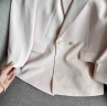 LILY2023夏新款女装气质纯色通勤款复古双排扣纯色七分袖西装外套 601白色 M 晒单实拍图