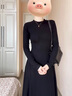 具趣赫本风黑色连衣裙子春秋季女装2025新款法式气质修身内搭打底长裙 黑色连衣裙 M 90-105斤 实拍图