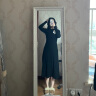 伊芙丽（eifini）伊芙丽圆领坑条长袖黑色针织连衣裙女2023冬装新款赫本风气质裙子 黑色 155/80A/S 晒单实拍图