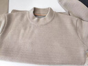 南极人圆领毛衣男冬季新款加绒加厚保暖针织衫中年纯色弹力含羊毛打底衫 驼色 M 实拍图