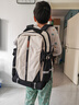 申派牛标扩容书包初高中学生男轻便减负护脊大容量高颜值品牌双肩书包女生 X7克拉米色挂袋版 实拍图