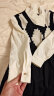 三彩2023冬季新款假两件拼接连衣裙菱形格收腰针织A字裙长裙女 黑白 160/84A/M 晒单实拍图