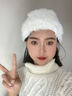 槿城兔毛帽子女秋冬天加厚保暖显脸小韩版冬季毛绒手工皮草毛线帽MM85 白色 均码 实拍图